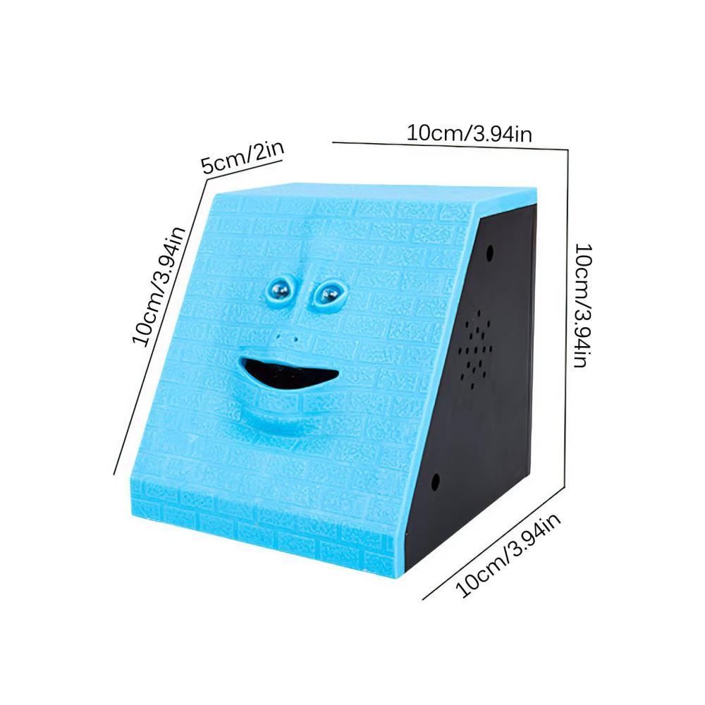 Kinderzimmer Deko Lustige Gesichtsbank Spardose - Automatisches Münzen-Essen & Musikspiel - Tolles Geschenk für Kinder - Batteriebetrieben (Blau