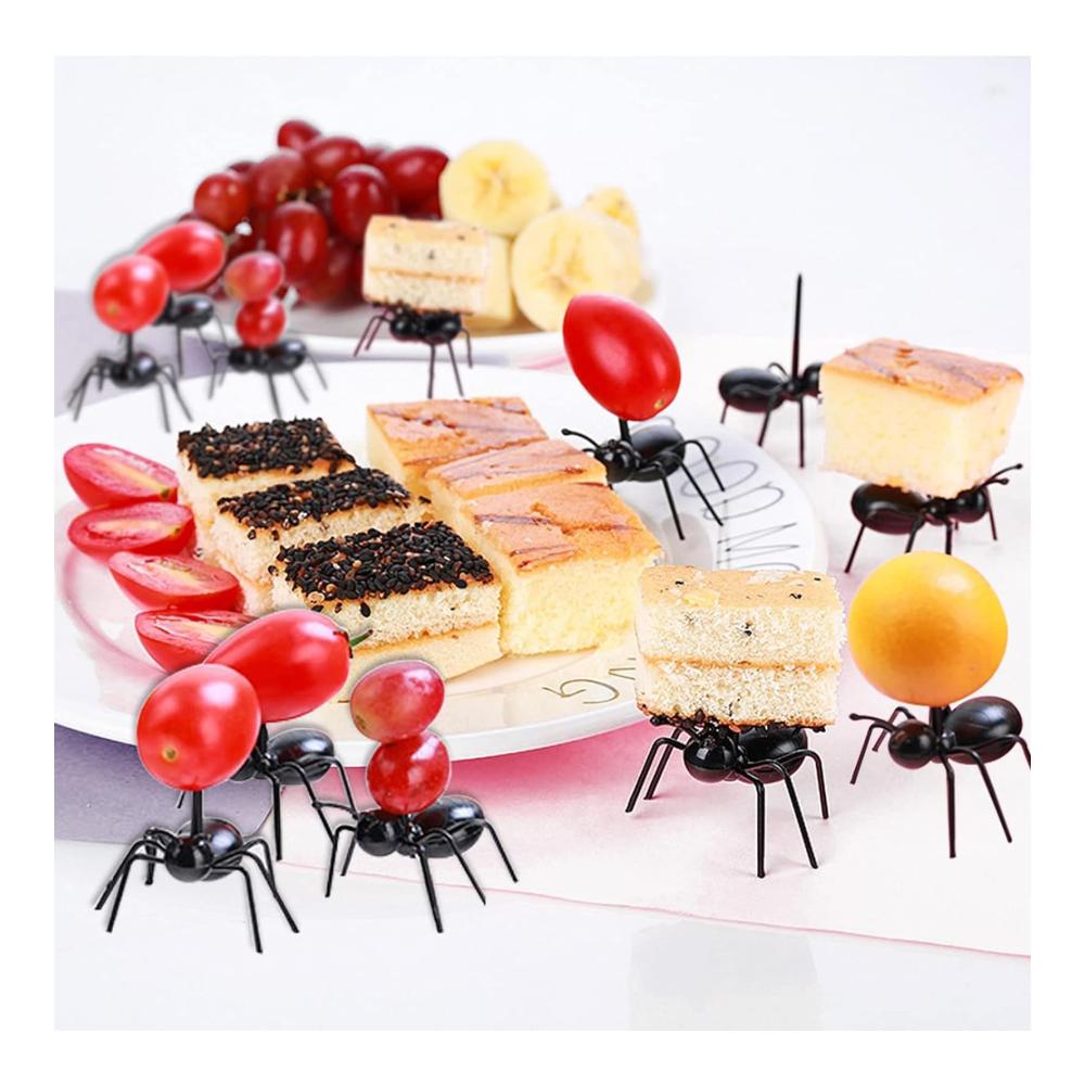 Kreative Mini-Obstgabeln - 48er Set für Kinder mit Ameisen-Design - Wiederverwendbare Gabeln für Snacks Desserts Kuchen und mehr - Ideal für Hochzeiten und Geburtstage