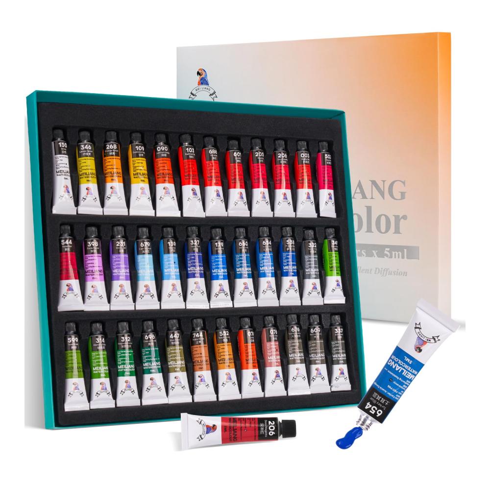 Entdecke die Welt der Farben & Lacke Paul Rubens MeiLiang Aquarellfarben Set - 36 lebendige Wasserfarben mit praktischer Metallbox und hochwertigem Aquarellpinsel! Perfekt für Künstler aller Niveaus