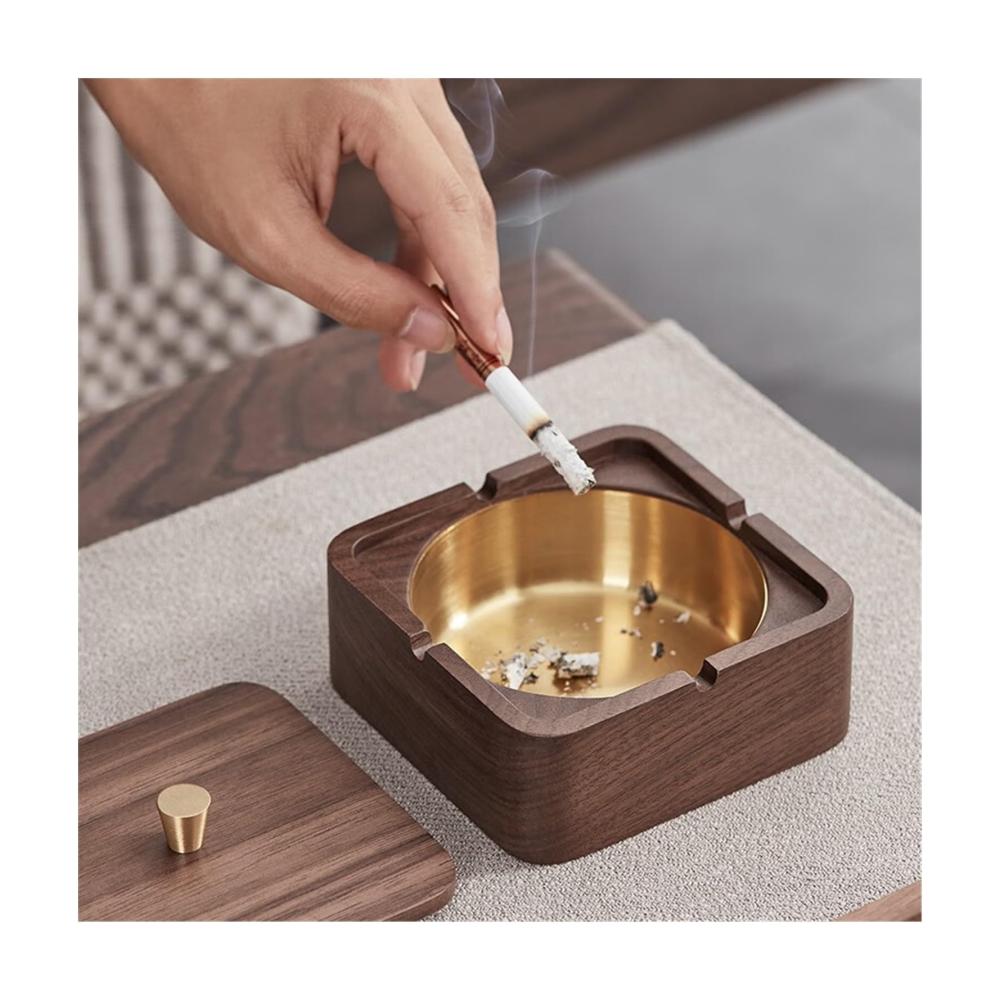 Edler Aschenbecher mit rostfreiem Stahleinsatz | Indoor & Outdoor Tischaschenbecher | Raucherzubehör für Zuhause und Terrasse | Dekorativer Aschehalter für Wohnaccessoires