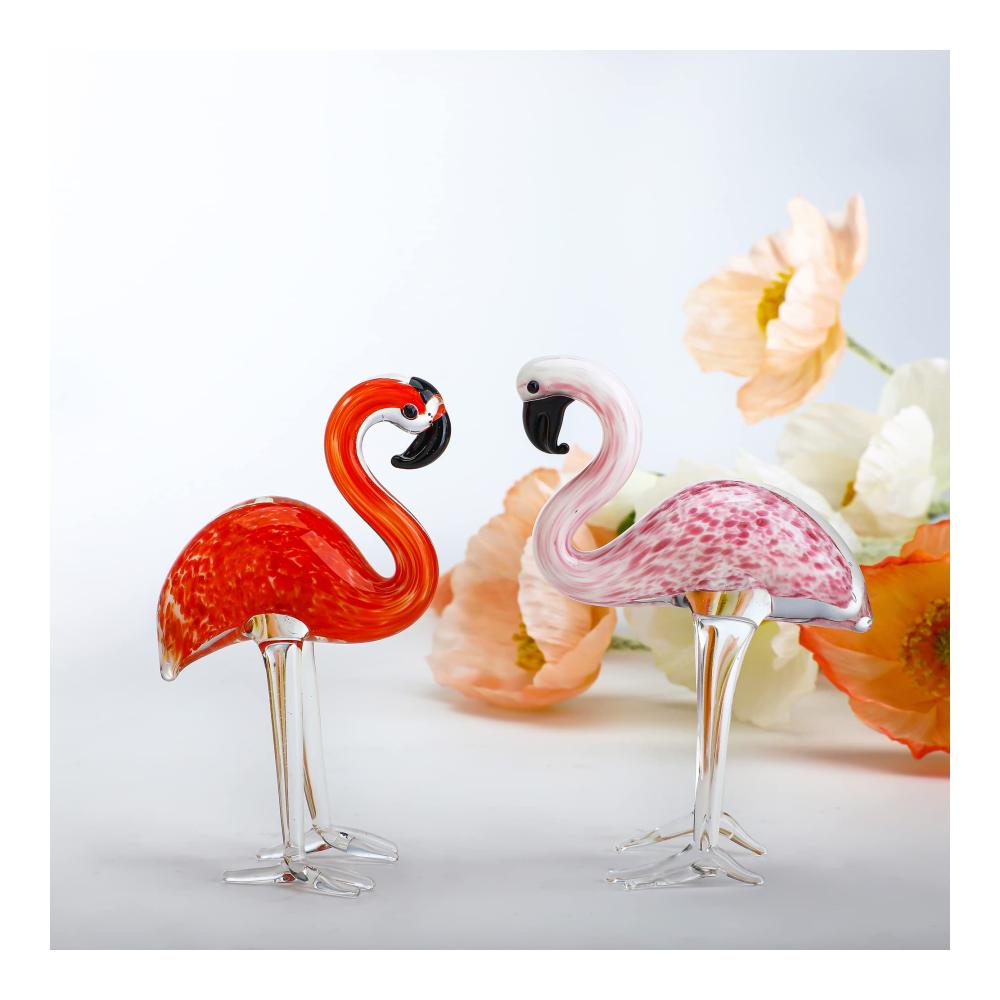 Entdecken Sie die Eleganz 2 Exquisite Glasfiguren - Handgefertigte Flamingos als Kunstobjekte für stilvolle Heimtischdekoration - Mundgeblasene Glaskunst für einzigartigen Charme in Ihrem Zuhause