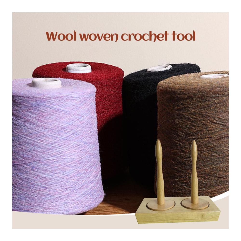 Nähzubehör Holzgarn-Aufbewahrungsstab mit Stickgarnspule und Häkelnadel für DIY Handwerk | Praktisches Webwerkzeug für Pullover Schals & Wandtepp