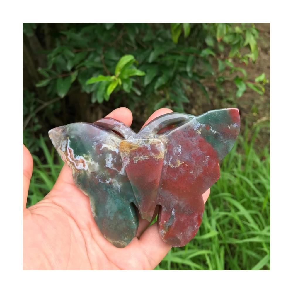 Verleihen Sie Ihrem Zuhause Glanz! 120mm Natürlicher Ozeanjaspis Schmetterling Naturstein & Kristall Dekosteine Geode Hexerei - Moderner Standdeko für eine magische Heimdekoration. Erwecken Sie Ihre Räume zum Leben mit diesem einzigartigen Edelsteinensemble