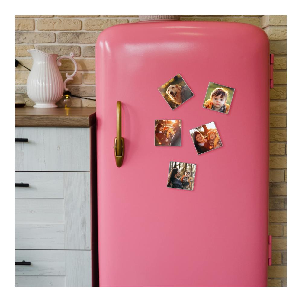 Personalisierte Foto Magnetrahmen Set - 4 Stück Herzform Magnete für Küche Kühlschrank - Selbst Gestalten Bilderrahmen - Dekorative Fotomagnete mit Platz für Ihre Lieblingsbilder