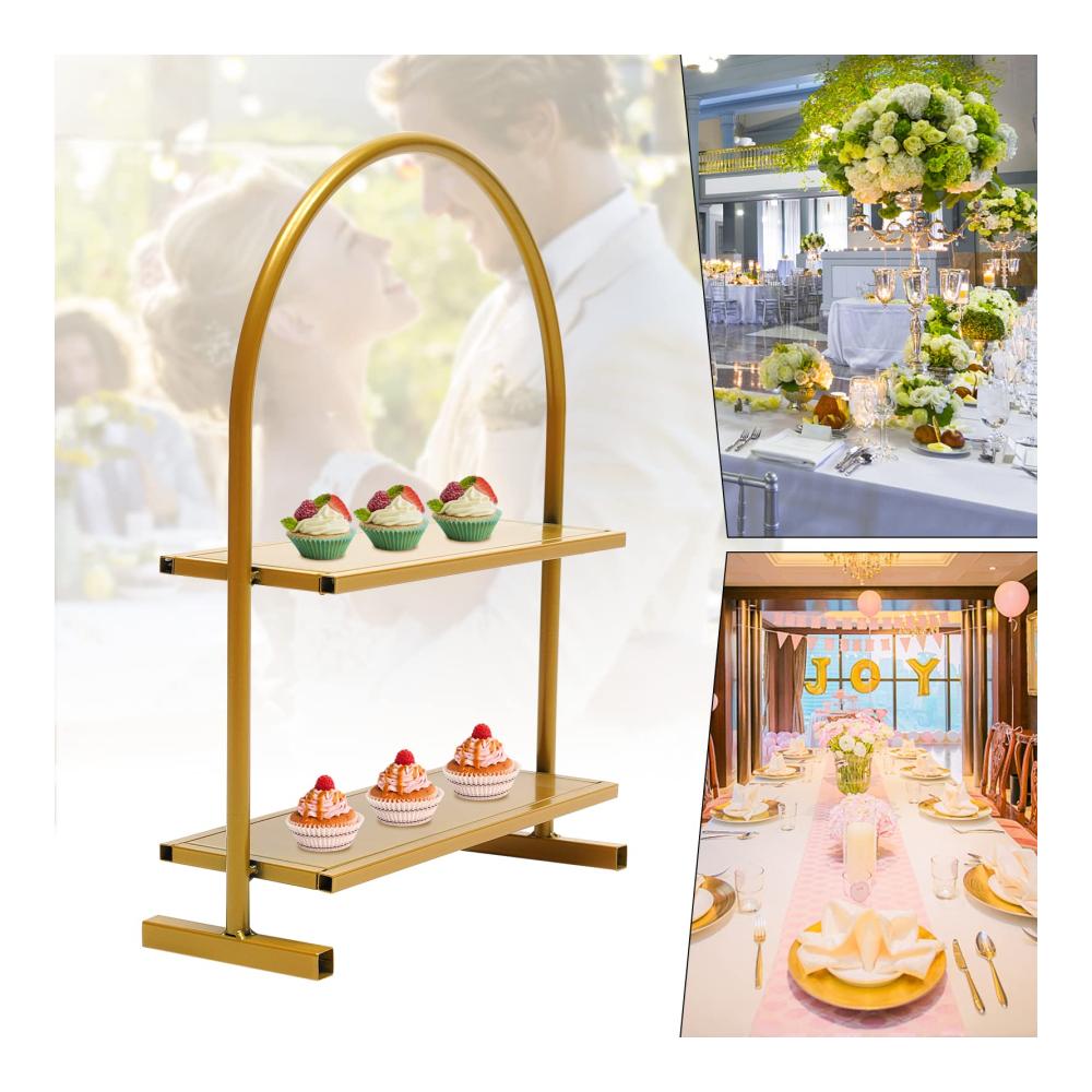 Eleganter 2-Etagen Metall Tortenständer im Vintage Design - Ideal für Hochzeiten Geburtstage & Partys Rechteckiger Kuchenständer