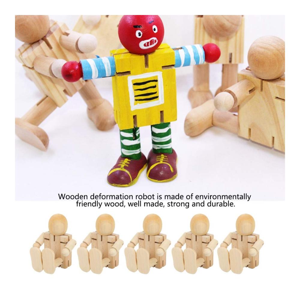 10 Stück Unlackierte Holzroboter Figuren für DIY-Malerei – Kunsthandwerk aus unbehandeltem Holz – Perfekt für kreative Projekte und Bastelspaß