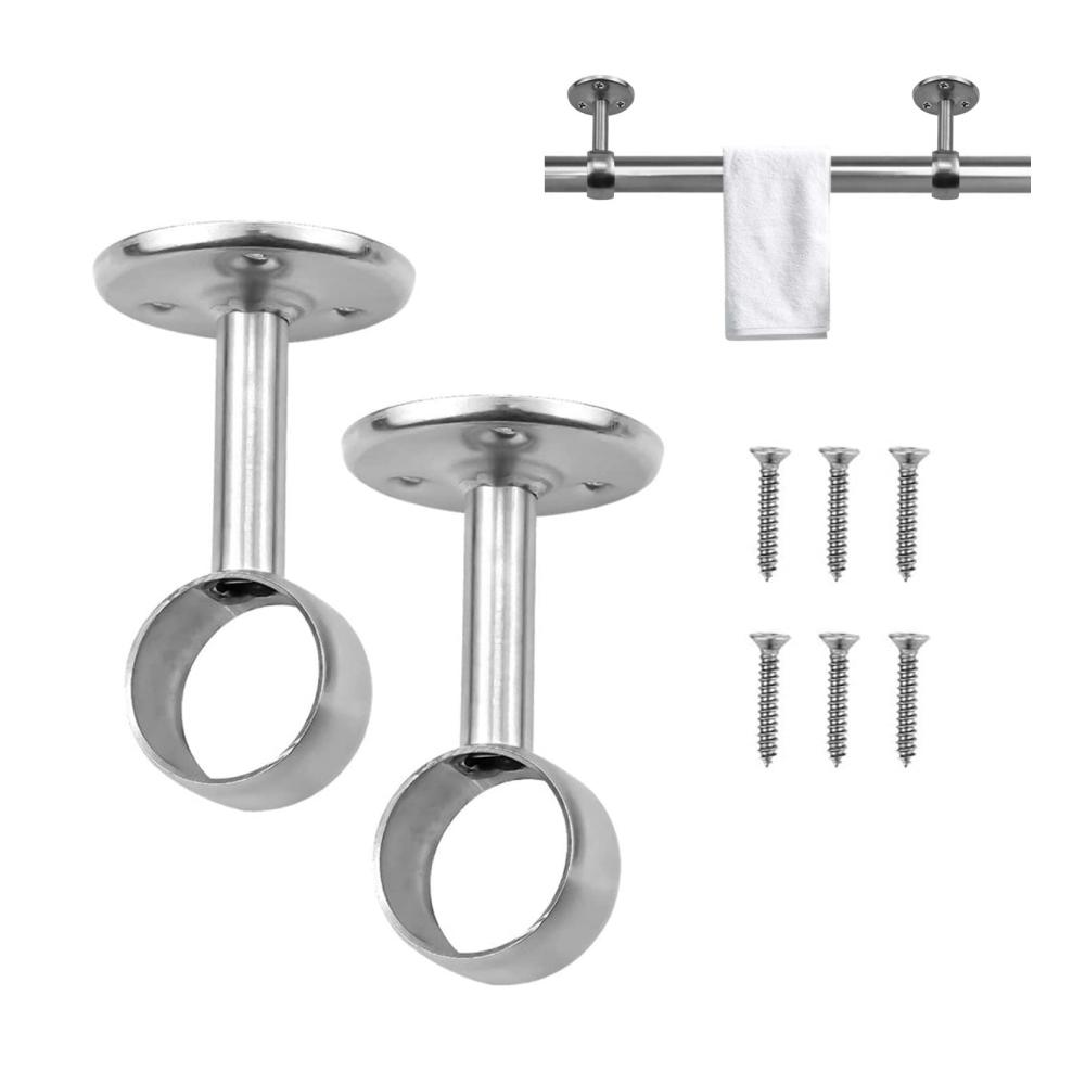 Stangenauflagen 2x Edelstahl Decken- & Wandhalterung für Gardinenstangen | Robuste Kleiderstangen-Halter für Schrank & Garderobe | Praktische 22mm Auflageträger inklusive