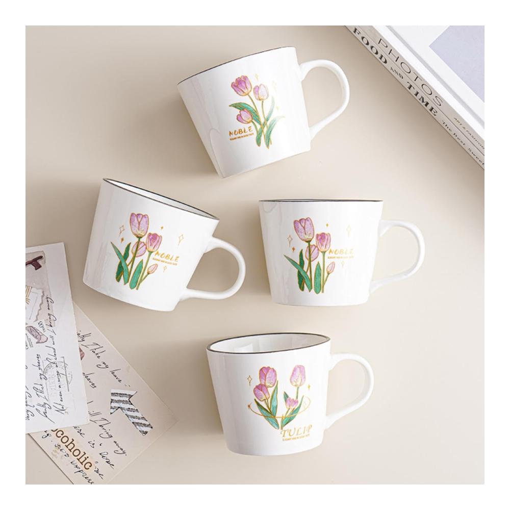 350ml Ergonomische Tulpenform Keramikbecher – Stilvoller Genuss für Zuhause und Büro – Perfekt für Kaffee und Milch – Kaffeetassen & Becher Design für hö