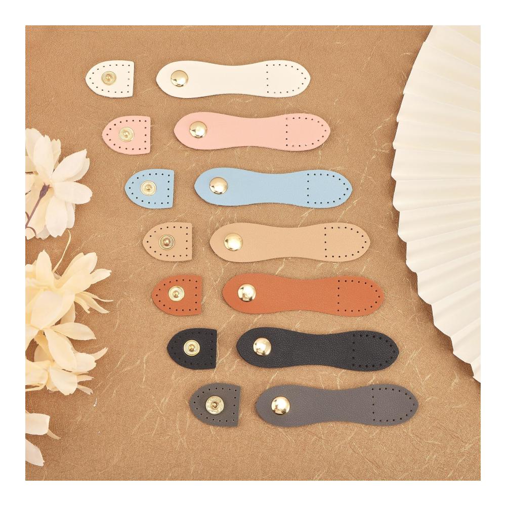 Entzückende Vielfalt! 14 Sets Leder-Druckknopfschnallen in 7 Farben | Hochwertige Taschenschnallen für Geldbörsen Handwerk & mehr | Zum Aufnähen | Nähzubehör für Kreative | Gemischte Farben