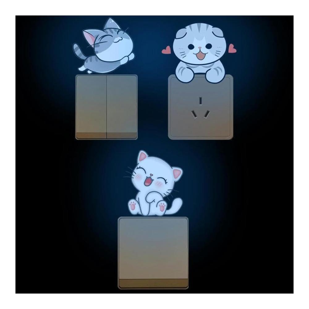 Verleihen Sie Ihren Lichtschaltern mit diesen niedlichen Katzenaufklebern einen besonderen Touch! Selbstklebend leuchtend im Dunkeln und perfekt für Mädchen und Jungen. 6er-Pack