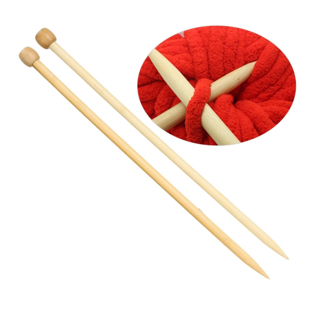Stricknadeln Set aus Holz 2-teilig 35cm | Einzelpunkt-Webwerkzeug | Ideal für Anfänger | DIY-Schal-Socken-Stricken | Komplettes Strickset (12mm