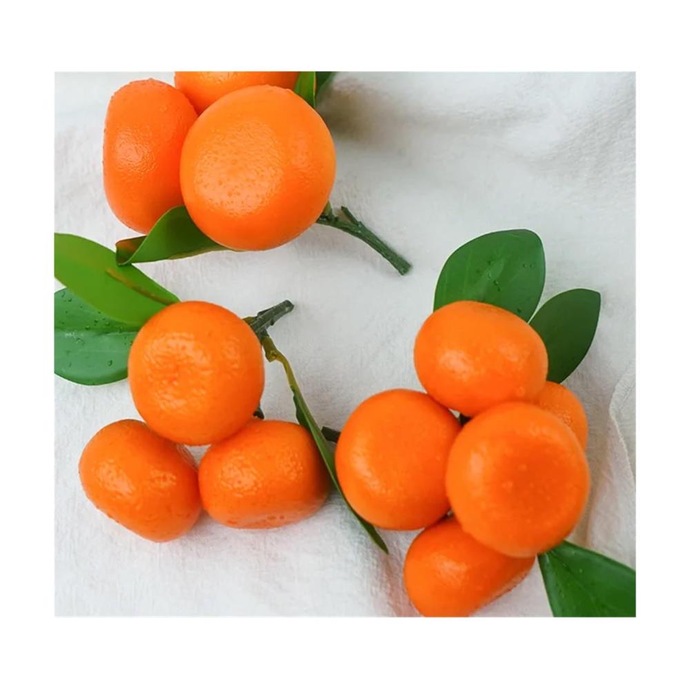 Erfrischend natürlich Künstliche Früchte - Realistische Orange mit Zweigen Blättern & zarter Schnur - Perfekte Dekoration für Zuhause und Events