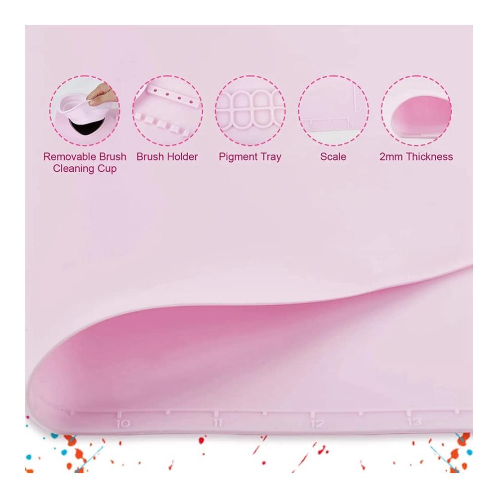 Malkästen Farbpalette mit dicker Silikon-Bastelmatte magnetischem Pop-Up-Wasserbecher & großem Arbeitsbereich für Erwachsene und Kinder