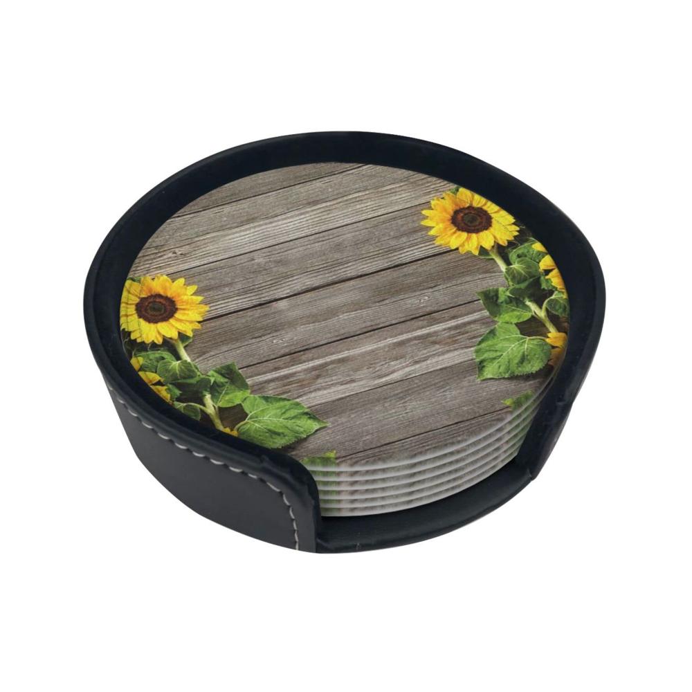 Holzbrett mit Sonnenblumen