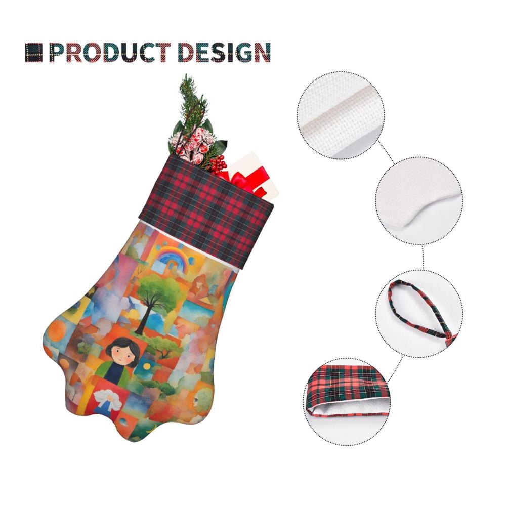 Festlicher Nikolausstiefel für Weihnachten - Niedliches Hundemotiv perfekt zum Aufhängen für Geschenke & Party-Dekorationen - Bunte Collage hochwertige Socke