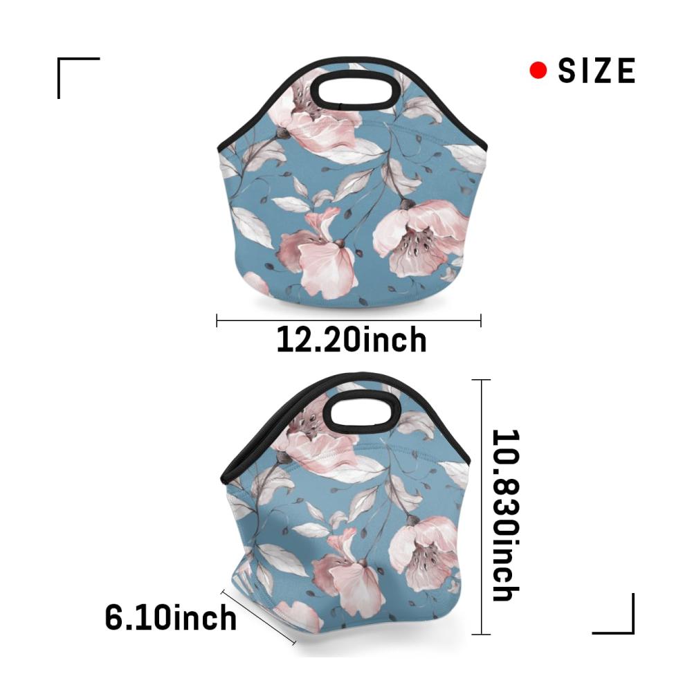 Blossom Isolierte Lunchtasche für Damen und Herren – Wiederverwendbare Neopren Mittagessen Tragetasche für Arbeit Reisen Picknick – Stilvolle Kühltasche für Frische Mahlzeiten unterwegs