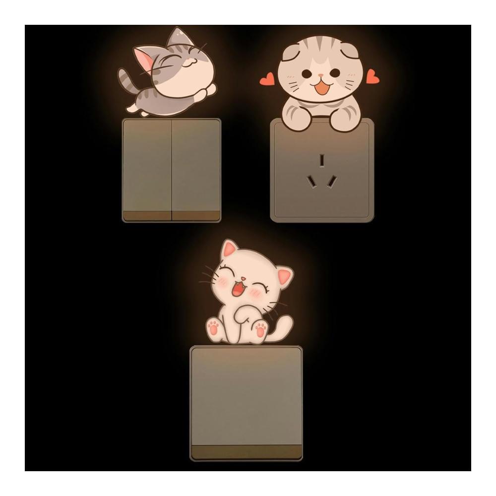 Verleihen Sie Ihren Lichtschaltern mit diesen niedlichen Katzenaufklebern einen besonderen Touch! Selbstklebend leuchtend im Dunkeln und perfekt für Mädchen und Jungen. 6er-Pack