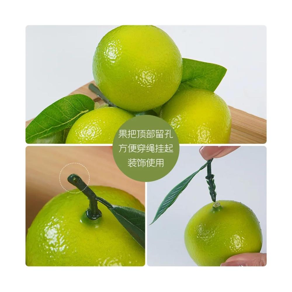 Erfrischend natürlich Künstliche Früchte - Realistische Orange mit Zweigen Blättern & zarter Schnur - Perfekte Dekoration für Zuhause und Events