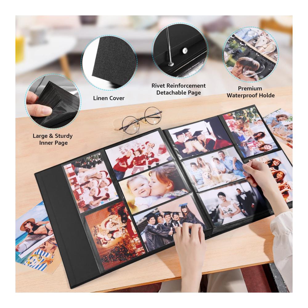 Stilvolles DazSpirit Einsteckalbum für das Bücherregal Platz für 600 Fotos (10x15 cm) Leineneinband 120 Seiten - Ideales Fotobuch für Familie Hochzeit Reisen &