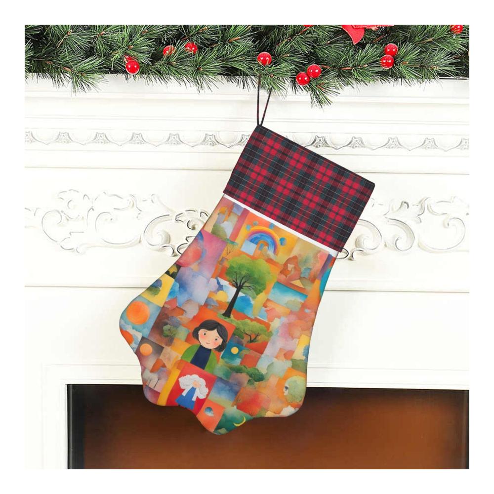 Festlicher Nikolausstiefel für Weihnachten - Niedliches Hundemotiv perfekt zum Aufhängen für Geschenke & Party-Dekorationen - Bunte Collage hochwertige Socke
