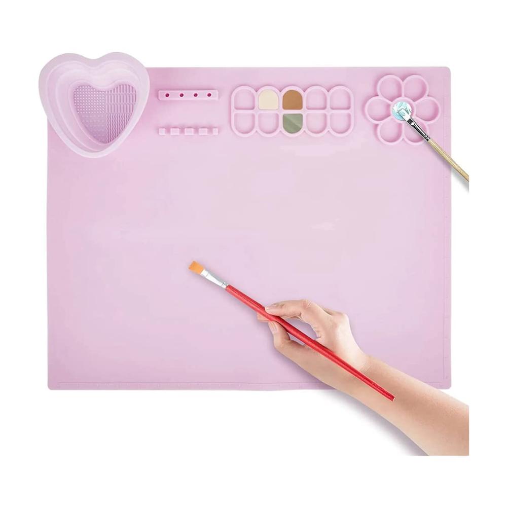 Malkästen Farbpalette mit dicker Silikon-Bastelmatte magnetischem Pop-Up-Wasserbecher & großem Arbeitsbereich für Erwachsene und Kinder