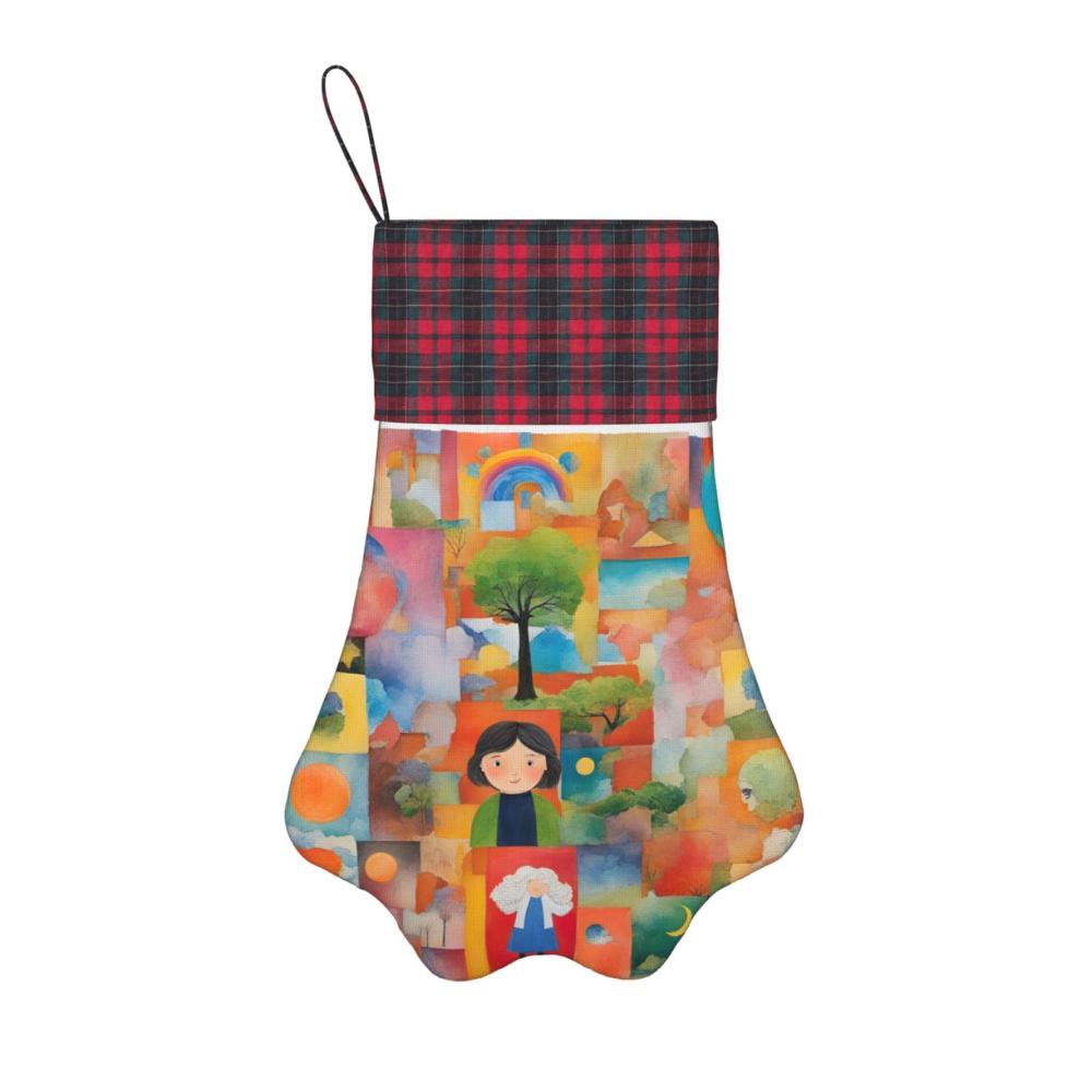 Festlicher Nikolausstiefel für Weihnachten - Niedliches Hundemotiv perfekt zum Aufhängen für Geschenke & Party-Dekorationen - Bunte Collage hochwertige Socke