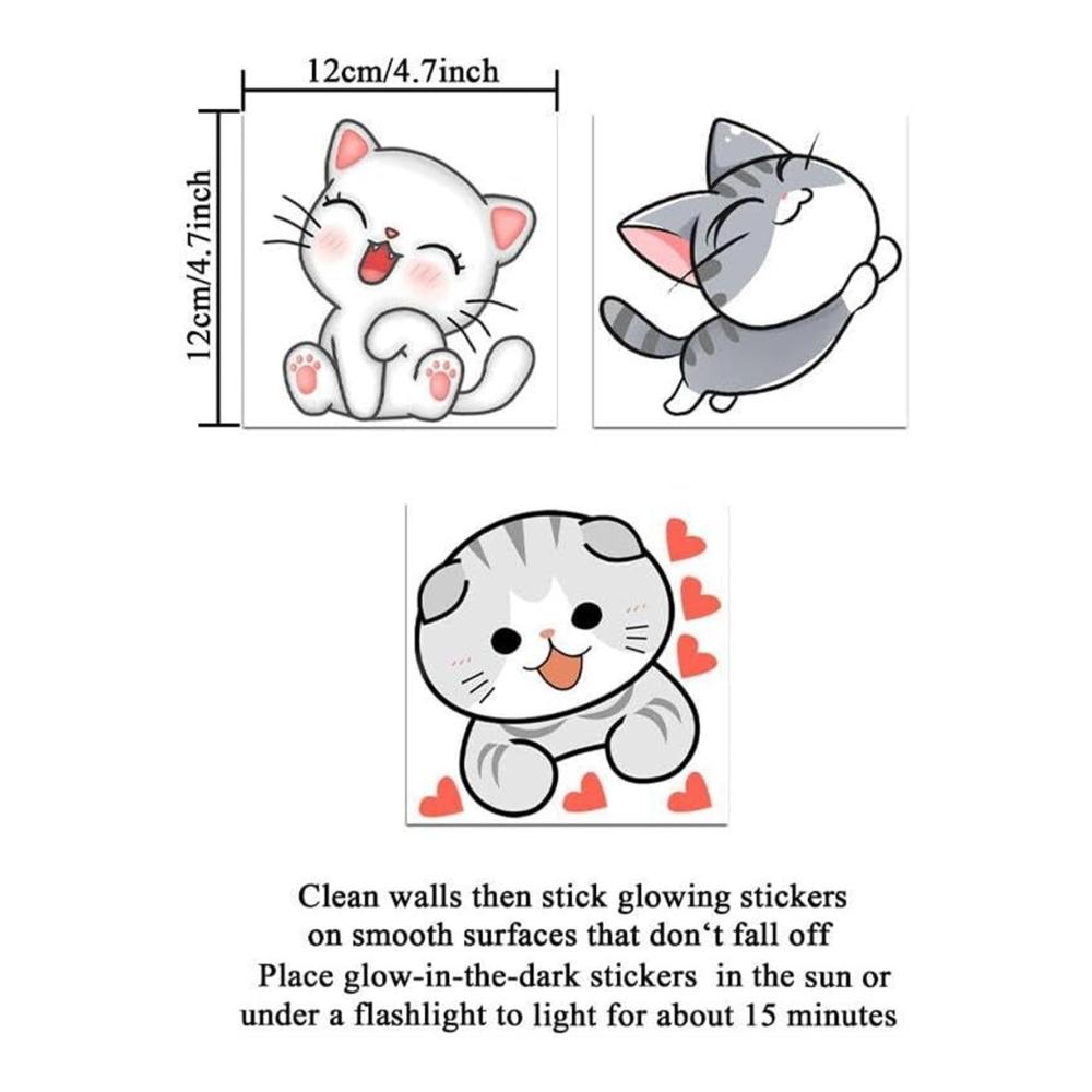 Verleihen Sie Ihren Lichtschaltern mit diesen niedlichen Katzenaufklebern einen besonderen Touch! Selbstklebend leuchtend im Dunkeln und perfekt für Mädchen und Jungen. 6er-Pack
