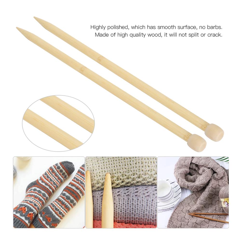 Stricknadeln Set aus Holz 2-teilig 35cm | Einzelpunkt-Webwerkzeug | Ideal für Anfänger | DIY-Schal-Socken-Stricken | Komplettes Strickset (12mm