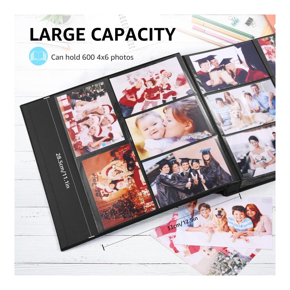Stilvolles DazSpirit Einsteckalbum für das Bücherregal Platz für 600 Fotos (10x15 cm) Leineneinband 120 Seiten - Ideales Fotobuch für Familie Hochzeit Reisen &