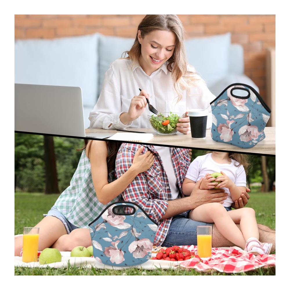Blossom Isolierte Lunchtasche für Damen und Herren – Wiederverwendbare Neopren Mittagessen Tragetasche für Arbeit Reisen Picknick – Stilvolle Kühltasche für Frische Mahlzeiten unterwegs