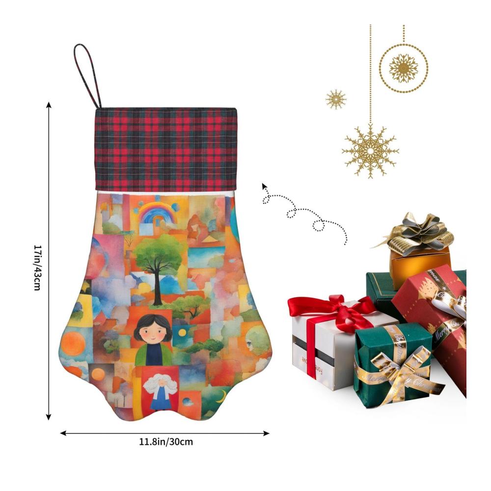 Festlicher Nikolausstiefel für Weihnachten - Niedliches Hundemotiv perfekt zum Aufhängen für Geschenke & Party-Dekorationen - Bunte Collage hochwertige Socke