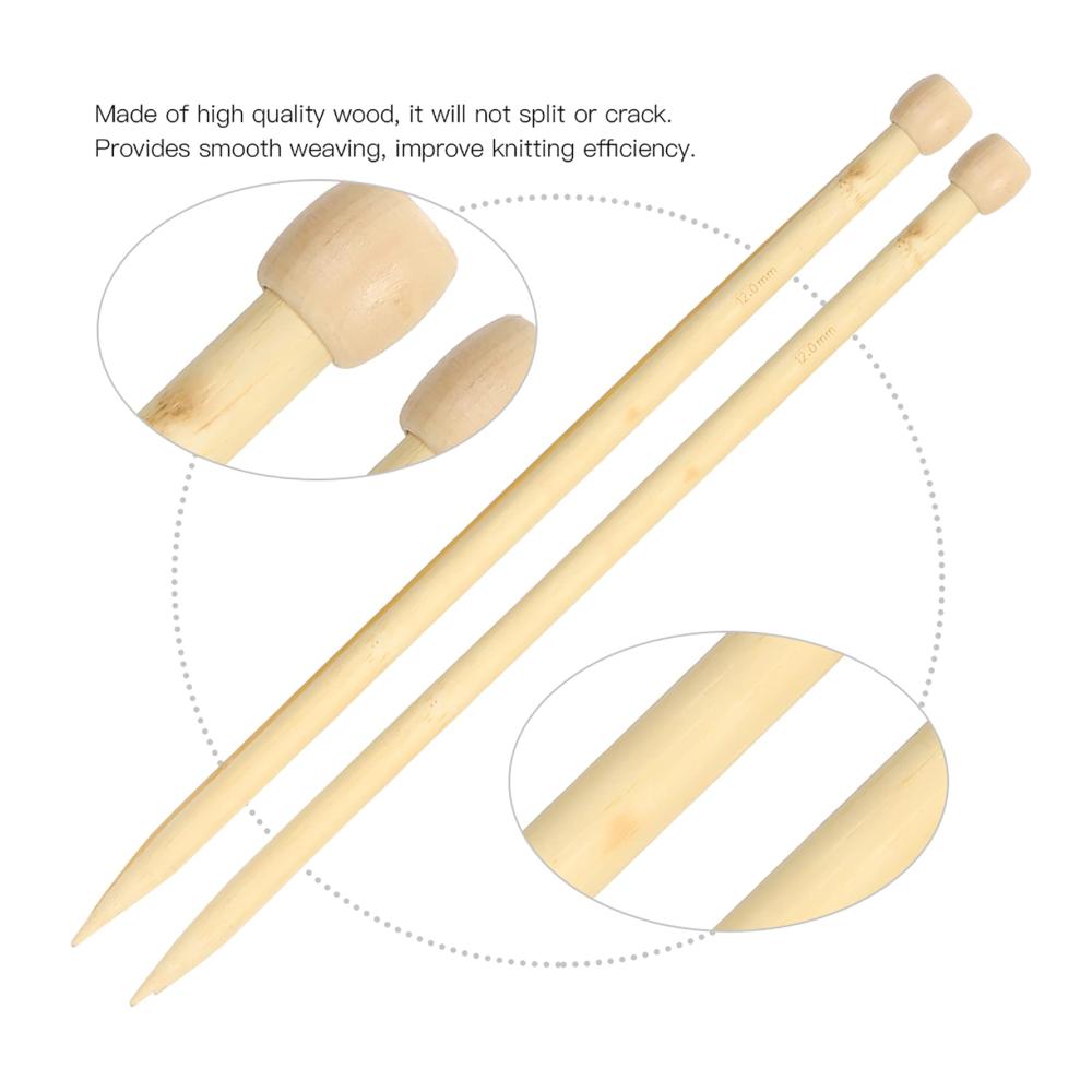 Stricknadeln Set aus Holz 2-teilig 35cm | Einzelpunkt-Webwerkzeug | Ideal für Anfänger | DIY-Schal-Socken-Stricken | Komplettes Strickset (12mm