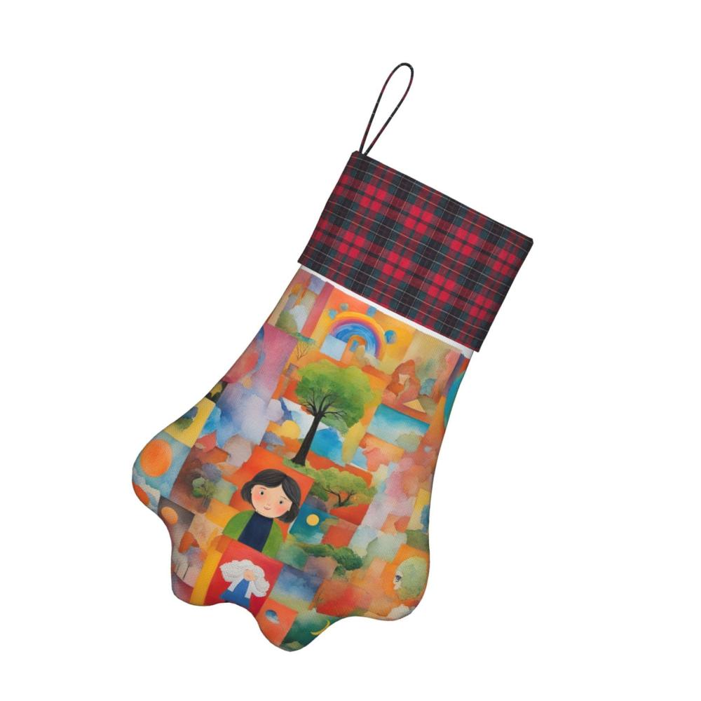 Festlicher Nikolausstiefel für Weihnachten - Niedliches Hundemotiv perfekt zum Aufhängen für Geschenke & Party-Dekorationen - Bunte Collage hochwertige Socke
