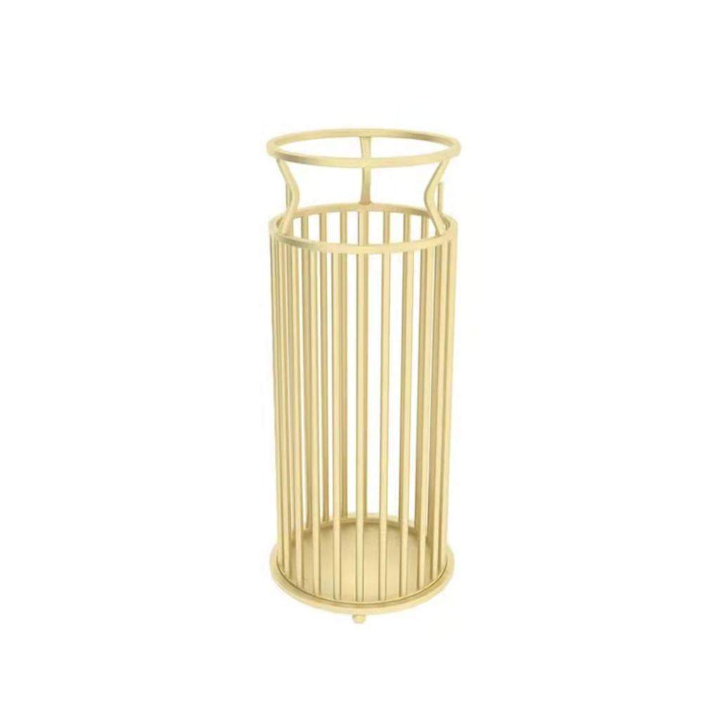 Eleganter Schirmständer in Gold 22 * 22 * 58cm für Zuhause Hotel & Büro – Freistehender Metall-Schirmhalter mit Wasserschale für den Eingangsbereich