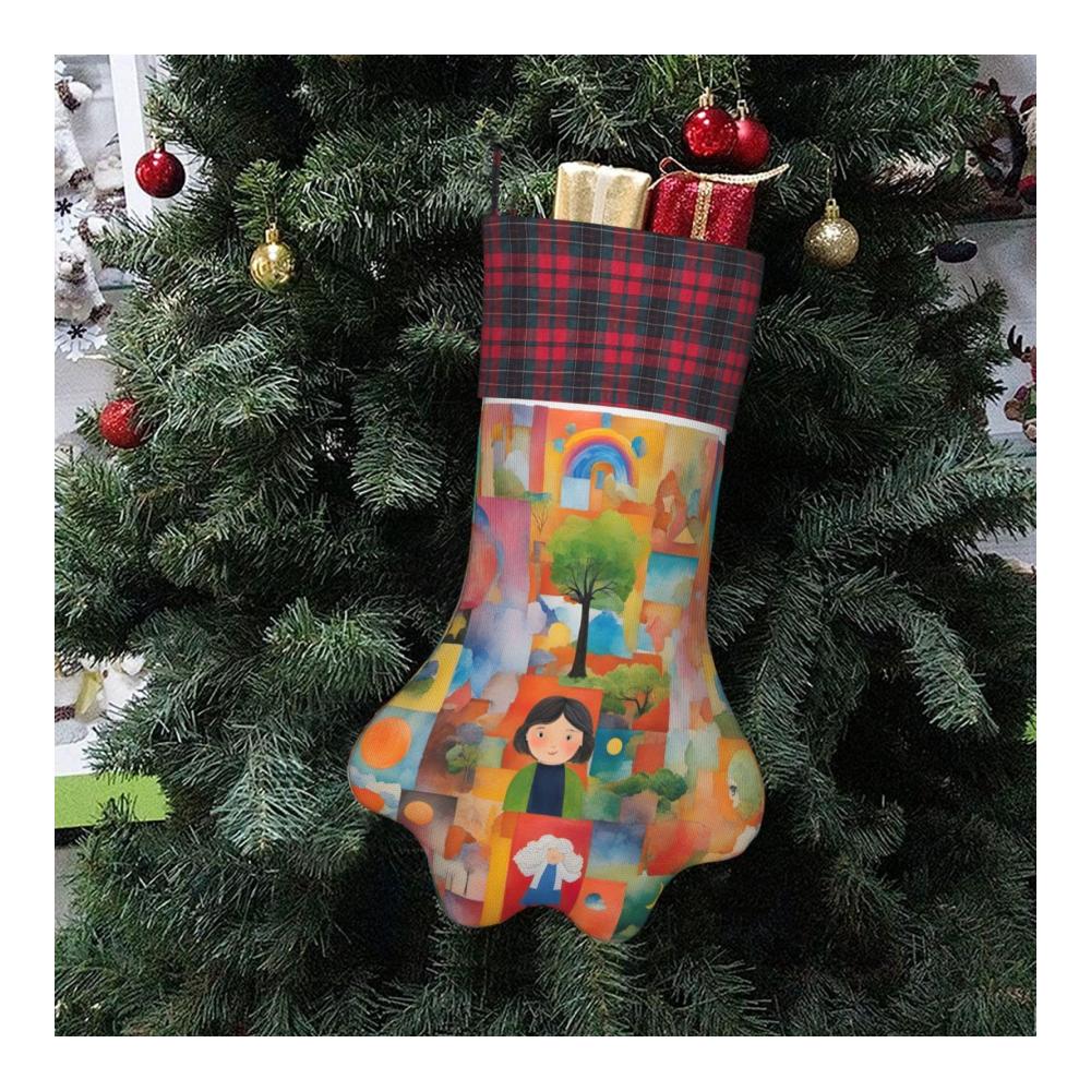 Festlicher Nikolausstiefel für Weihnachten - Niedliches Hundemotiv perfekt zum Aufhängen für Geschenke & Party-Dekorationen - Bunte Collage hochwertige Socke